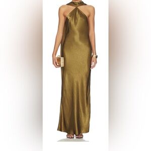 Olive Satin Dress